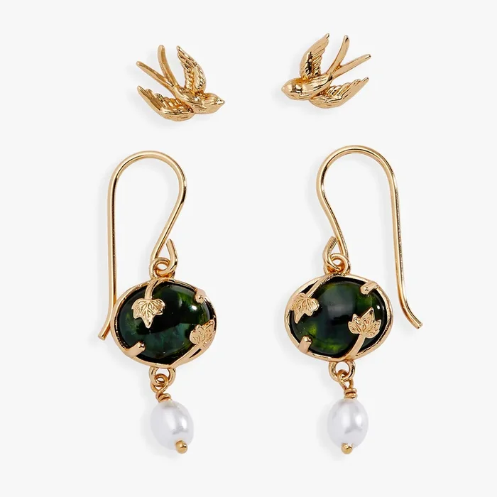 Woodland Swallow Stud & Drop Earring Set of 2