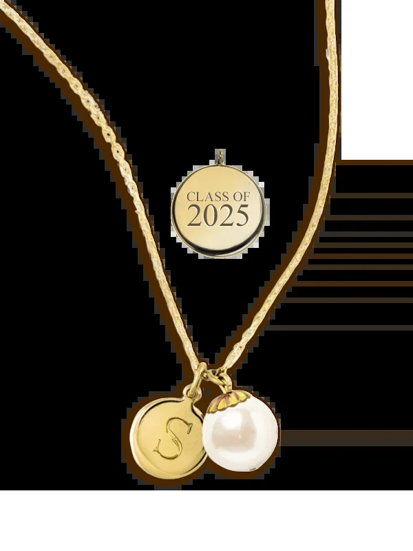World’s Your Oyster Engravable Gold Graduation Necklace