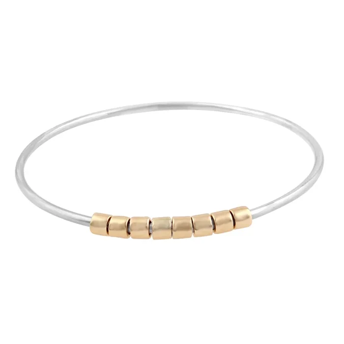 Worry Bangle in Silver & Bronze Beads