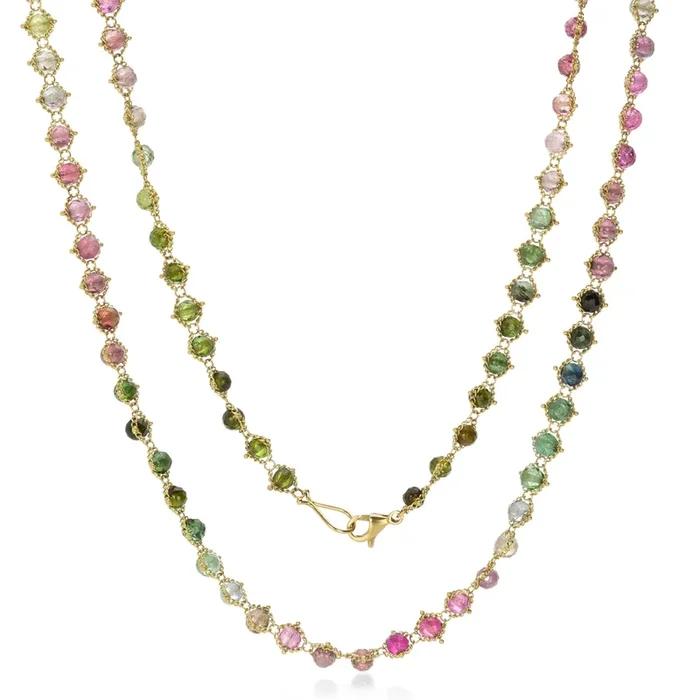 Woven Watermelon Tourmaline Necklace