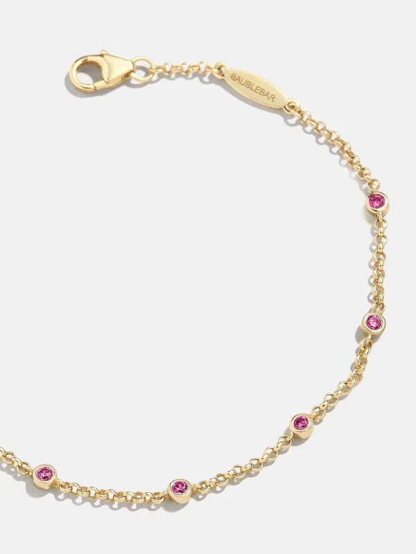 Yasmine 18K Gold Birthstone Bracelet – Ruby