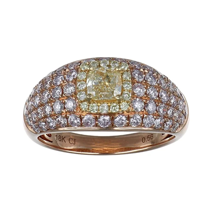 Yellow Diamond Ring (Yellow Diamond 0.56 cts. Yellow Diamond 0.12 cts. Pink Diamond 1.17 cts.)
