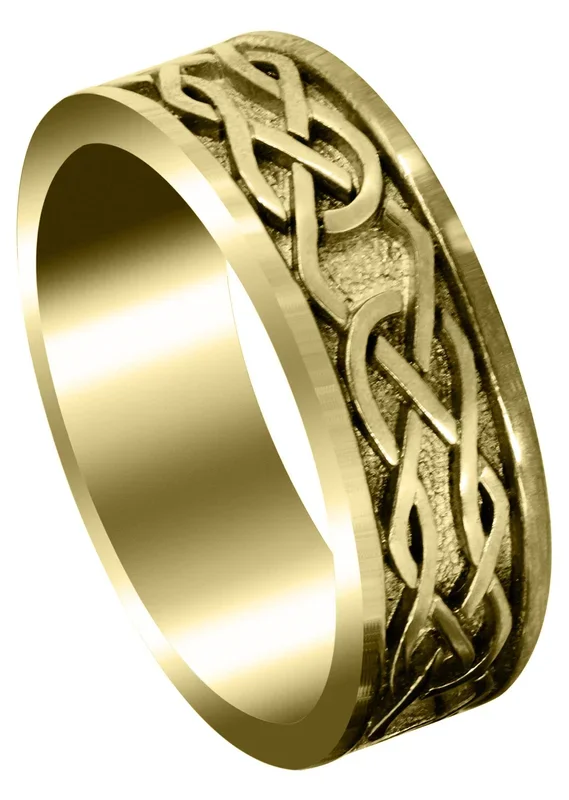 Yellow Gold Celtic Mens Wedding Band | High Polish Finish (Jase)