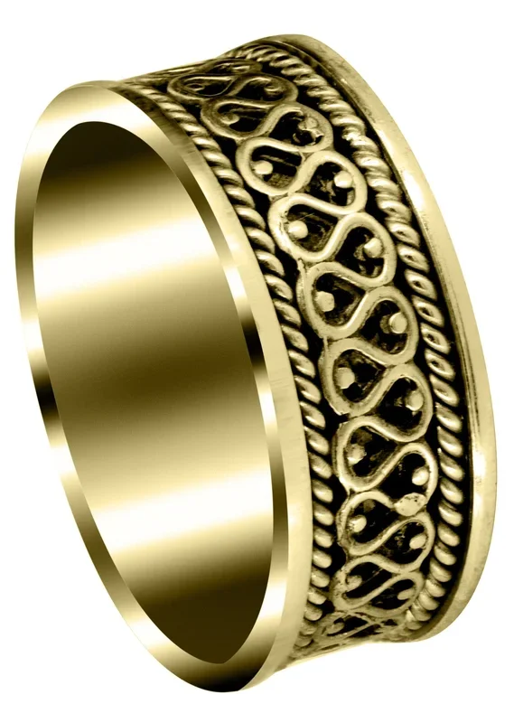 Yellow Gold Celtic Unique Mens Wedding Band | High Polish Finish (Sean)