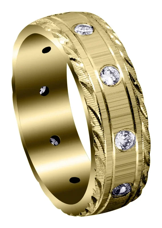 Yellow Gold Classic Diamond Mens Wedding Band | 0.5 Carats (Peyton)