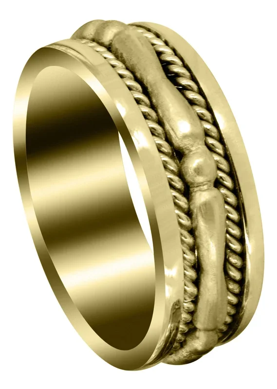 Yellow Gold Contemporary Mens Wedding Band | Sand Blast Finish (Knox)