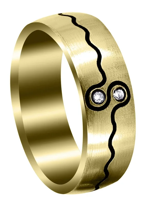 Yellow Gold Diamond Mens Wedding Band | 0.04 Carats | Satin Finish (Esteban)