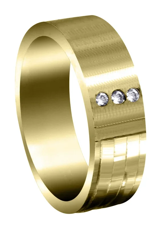Yellow Gold Diamond Mens Wedding Band | 0.06 Carats | Satin Finish (Lane)