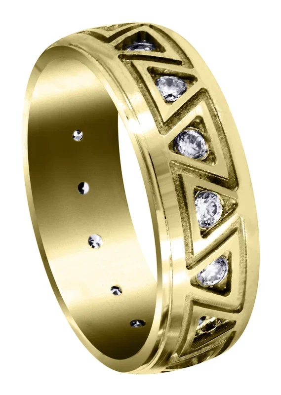 Yellow Gold Diamond Mens Wedding Band | 0.64 Carats | Satin / High Polish Finish (Killian)