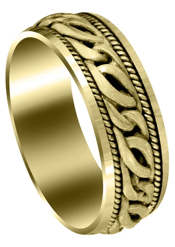Yellow Gold Hand Woven Mens Wedding Band | Satin Finish (Colin)