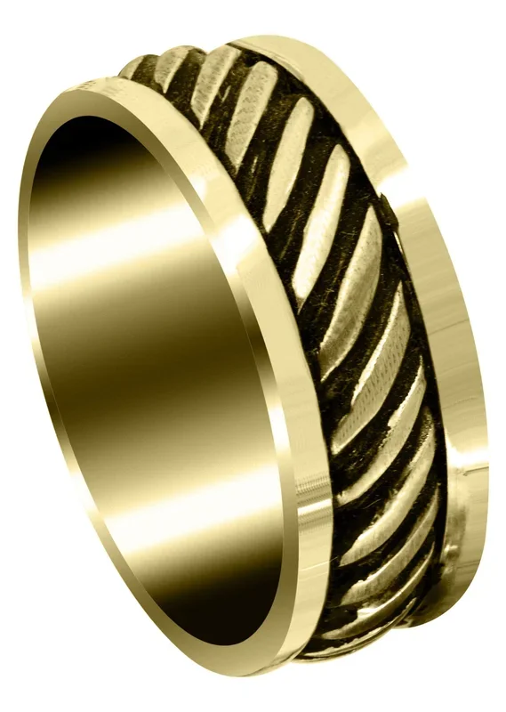 Yellow Gold Hand Woven Unique Mens Wedding Band | Satin Finish (Caden)