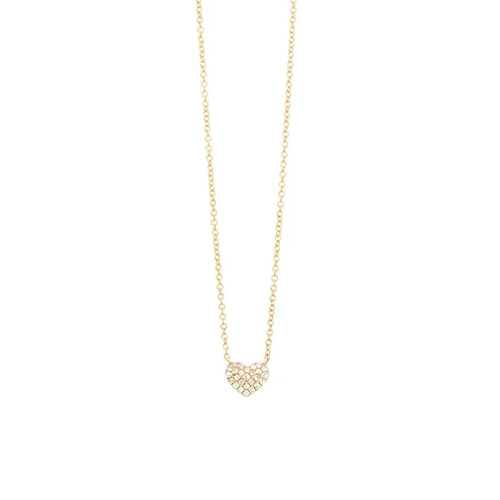 Yellow Gold Pave Diamond Heart Necklace