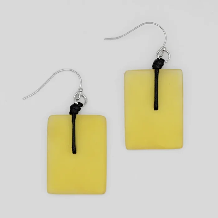 Yellow Rectangle Dangle Earrings