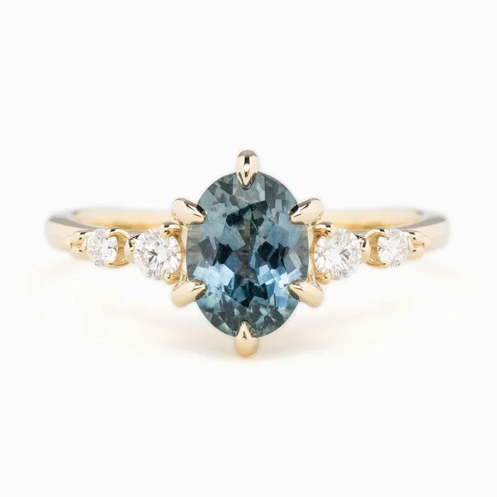 【一点物】エステルフルールリング ・1.78ct・加熱モンタナ産ブルーサファイア・K14YG