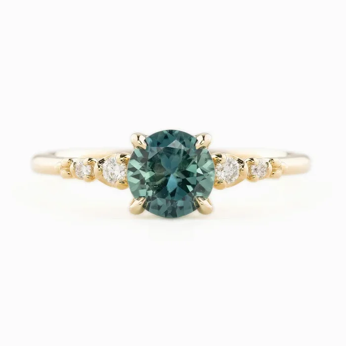 【一点物】エステルリュックスリング ・1.14ct・加熱モンタナ産パルティブルーグリーンサファイア・K14YG