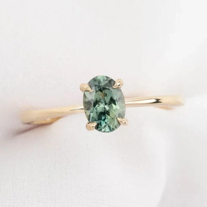 【一点物】ニナリング ・1.01ct・加熱モンタナ産グリーンサファイア・K14YG