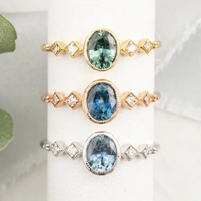 【一点物】セレステリング ・0.80ct・モンタナ産ブルーサファイア・K14RG