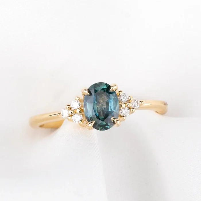 【一点物】テレサリング ・1.34ct・加熱モンタナ産ブルーサファイア・K14YG