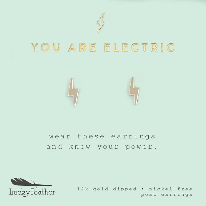 You are Electric – Gold Bolt Earrings