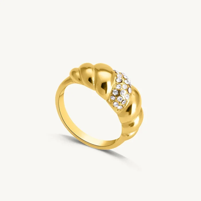 Zirconia Croissant Gold Ring